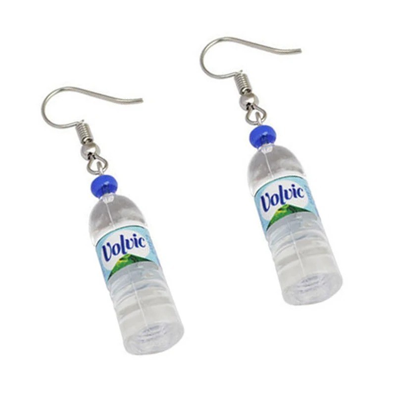 Novelty Mini Water Bottle Drop Earrings Funny Acrylic Dangle Hook Earrings