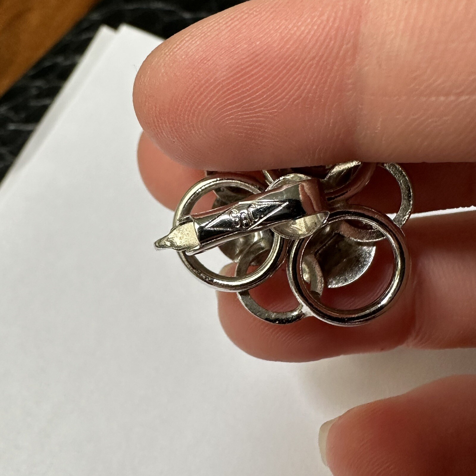 Signed SAC – Silver Tone Clip-on Clip On Earrings