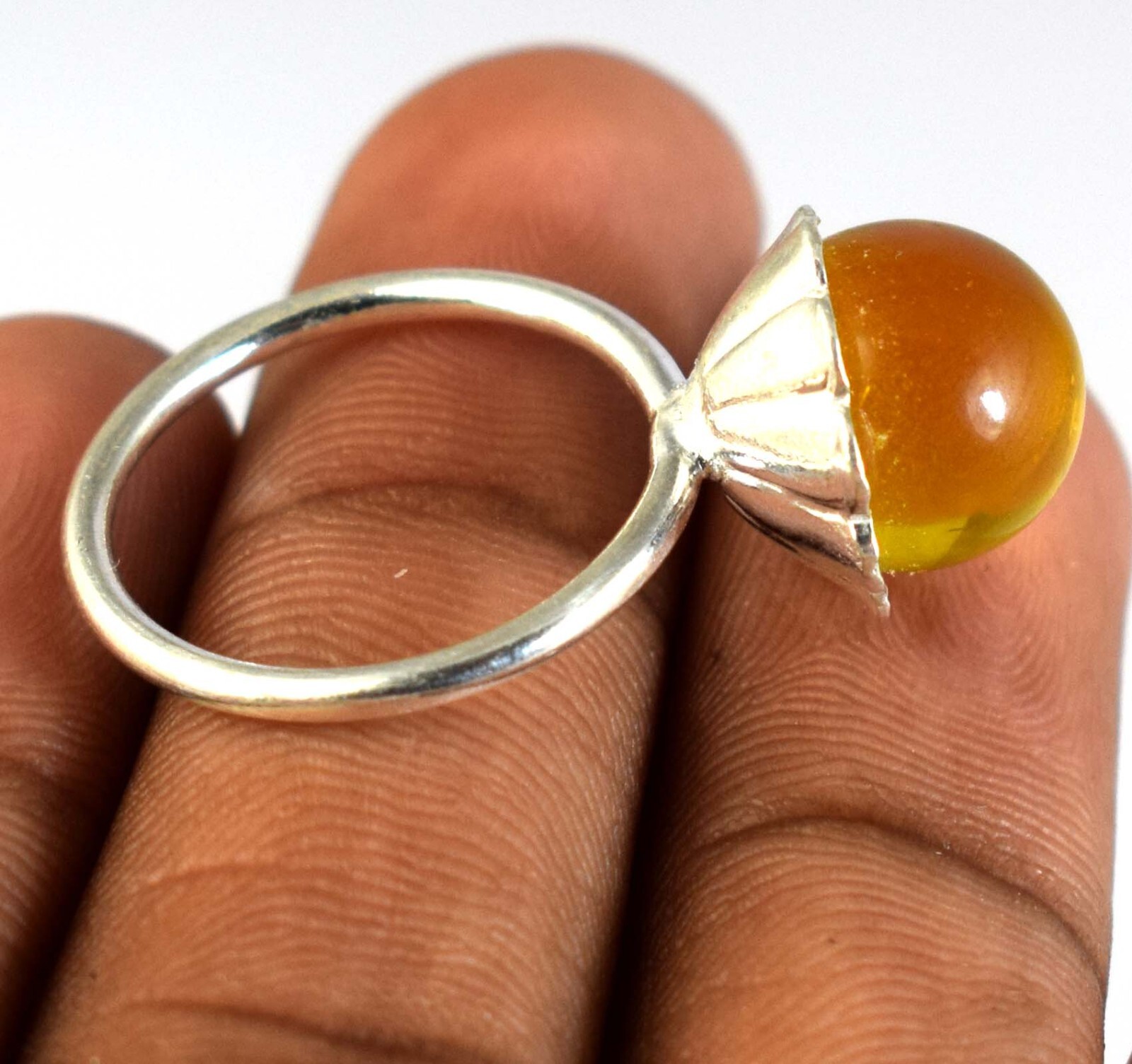 Anniversary Present 18.50 Ct Brazilian Yellow Topaz Gemstone Ball Unisex Ring