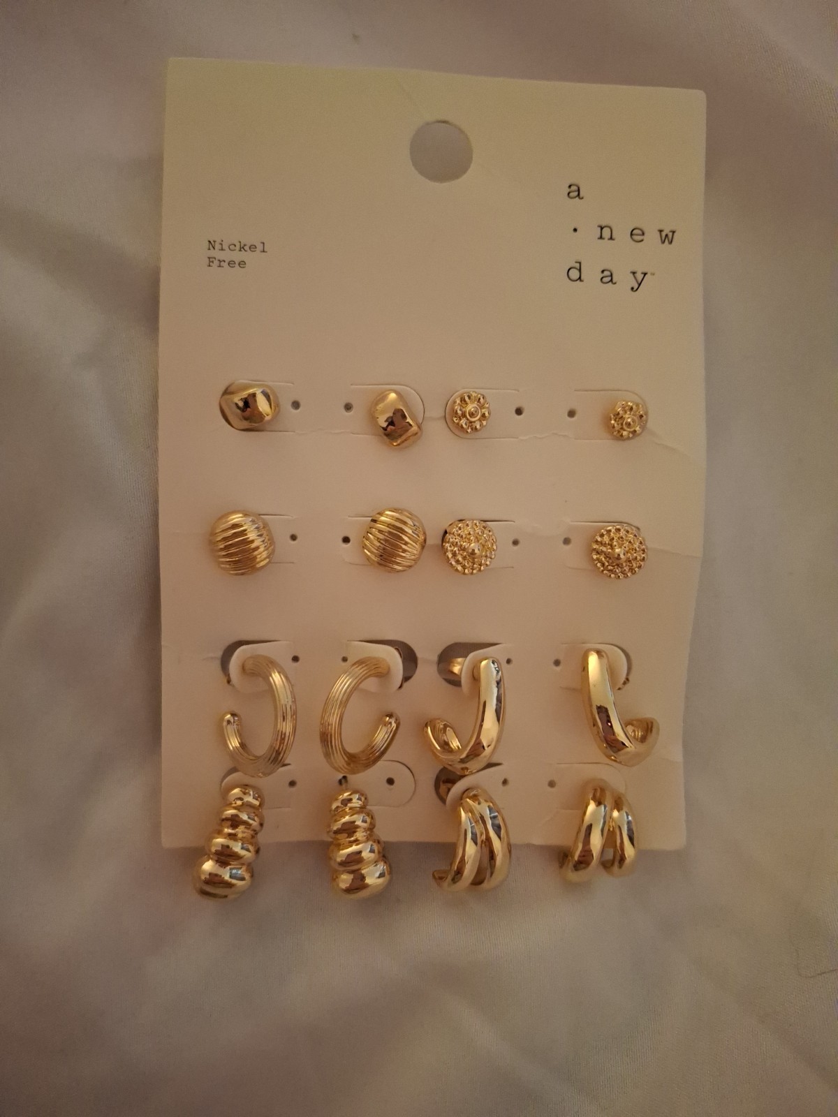 8 Pairs Of Gold Nickel Free Earrings From Target- A New Day NEW W TAGS
