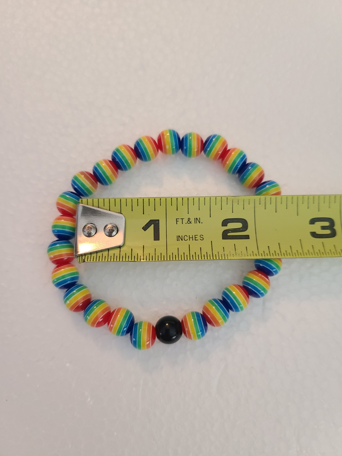 NWOT RAINBOW STRIPED 🌈 BEADED STRETCH BRACELET PRIDE