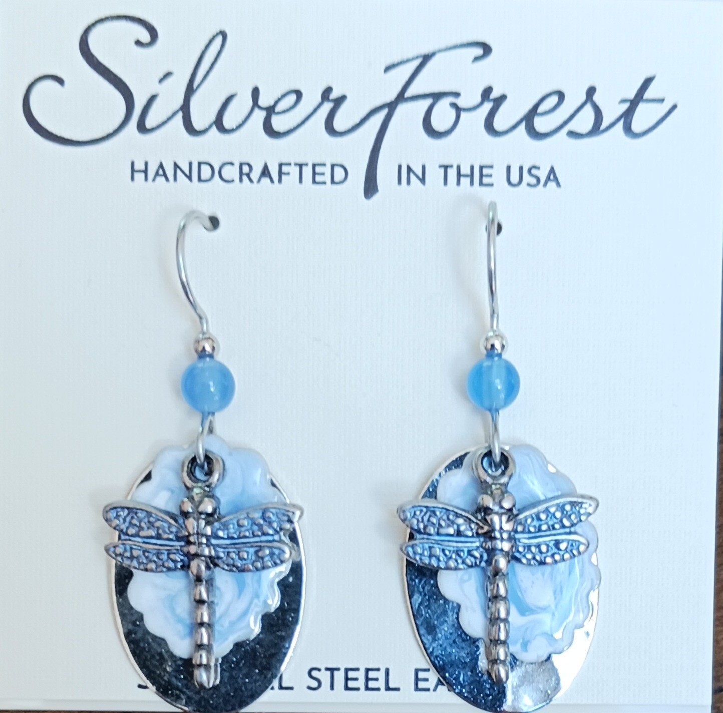 New Silver Forest Jewelry Dragonfly Cloud Layers Dangle Earrings