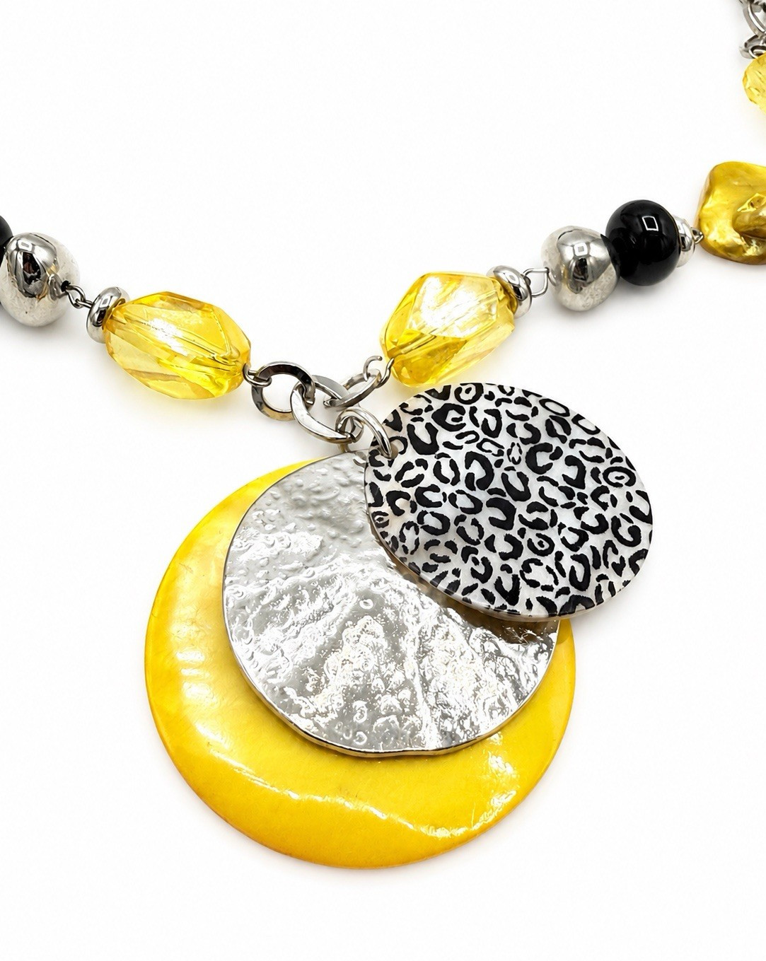 Ruby Rd. Pop Spots Yellow Mother Of Pearl Necklace Earrings Set