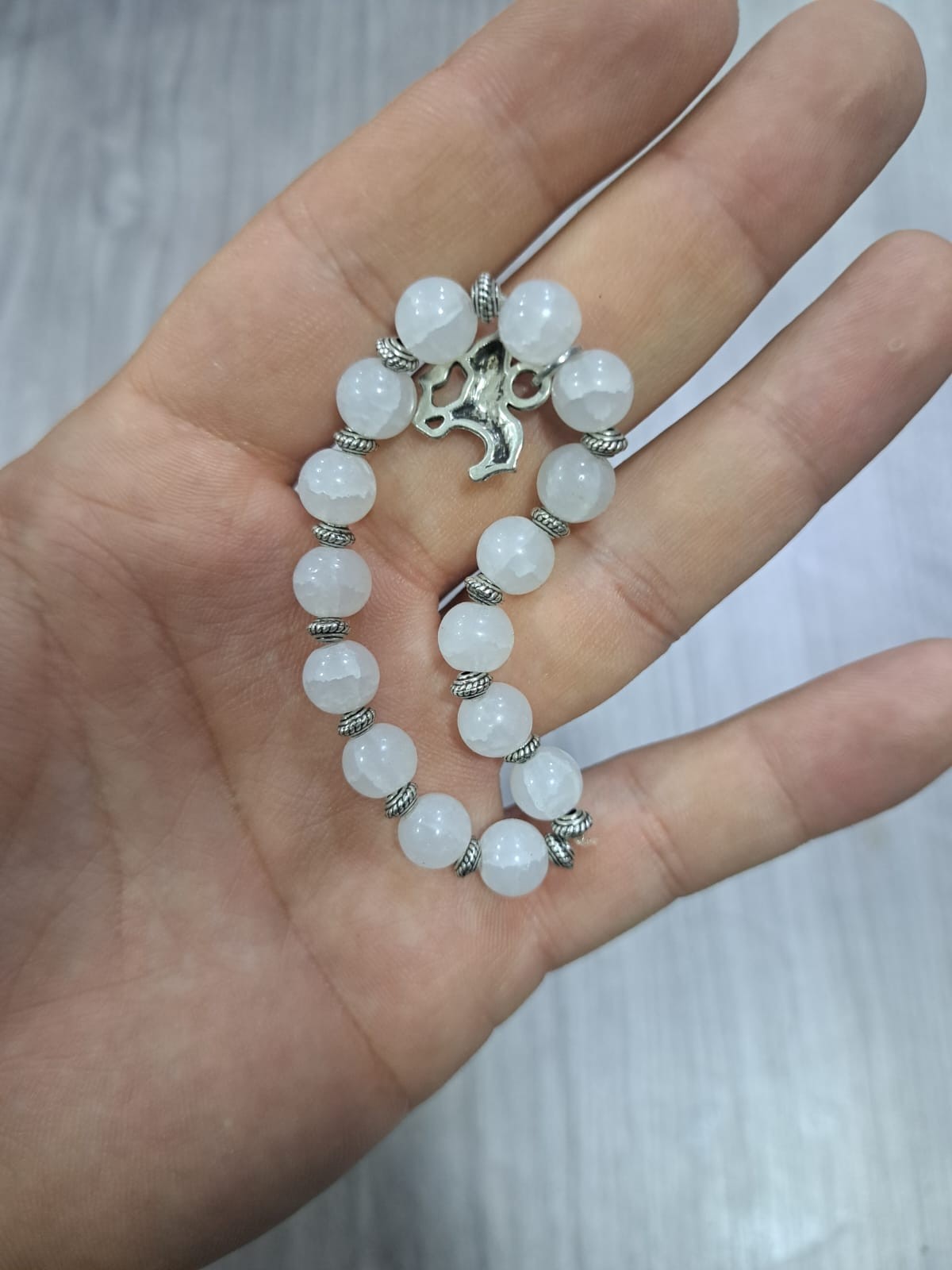 Handmade Beaded Purse & Jewelry Tree of Life Charm Bracelet White Milky Beads