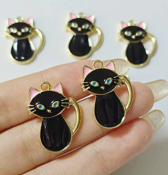 40 Pcs cartoon Animal cat cute Charm earrings Pendants DIY Jewelry Makings