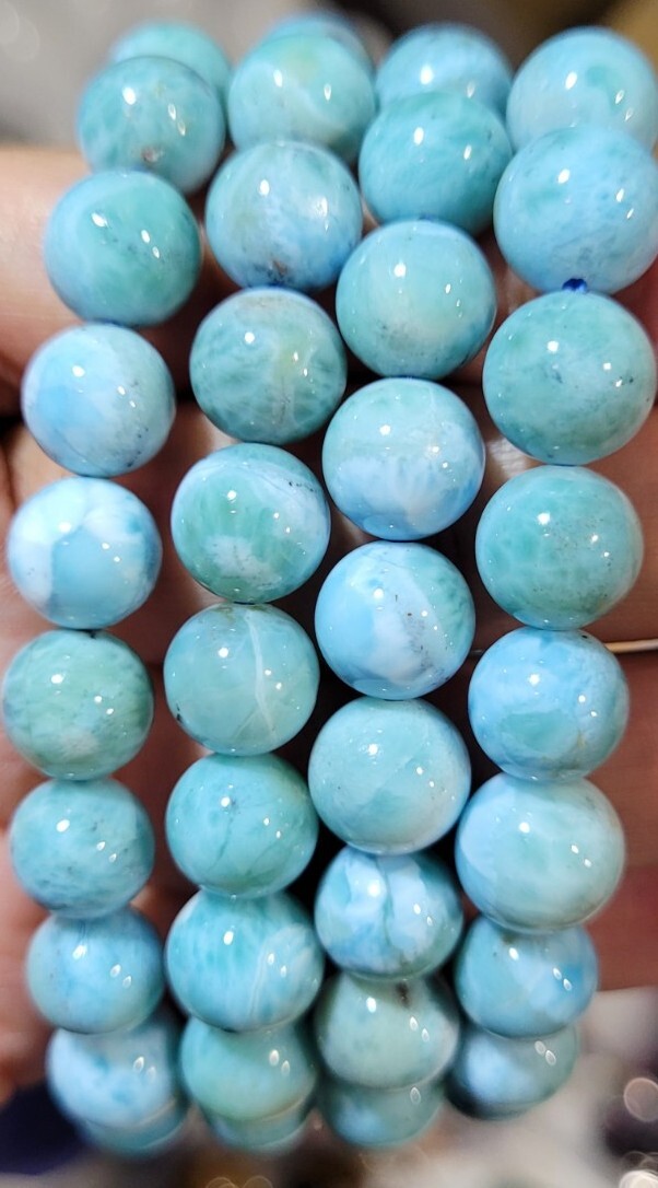 Larimar Natural Healing Crystal Bracelet 9.5mm