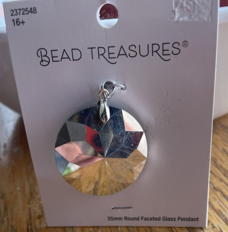 35mm Round Faceted Glass Pendant Multi Colored