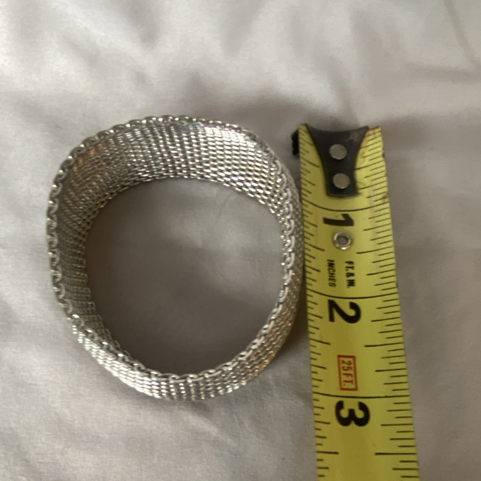 Silver-Tone Mesh Slip-On Bangle Bracelet, Metal, No Stone, Round Shape
