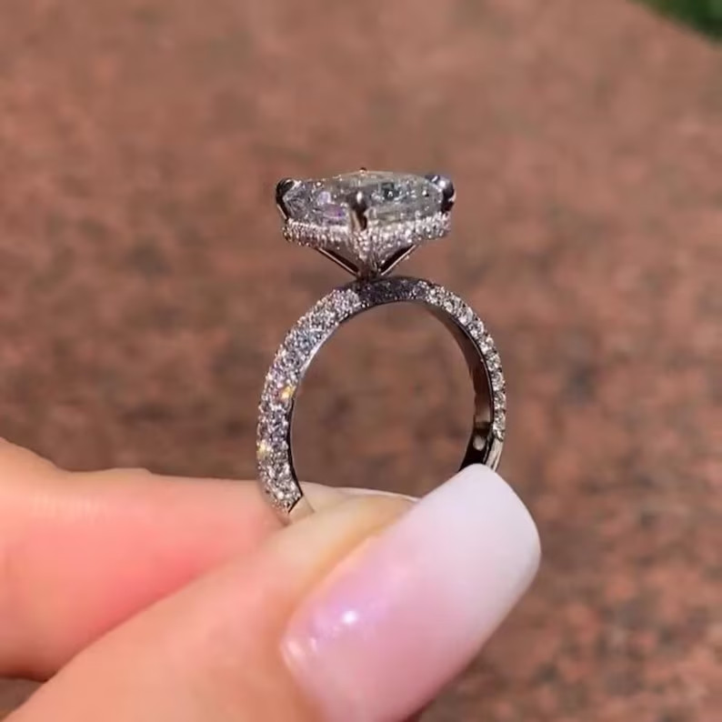 3 Ct Radiant Cut Simulated Diamond 14k White Gold Plated Solitaire Wedding Ring