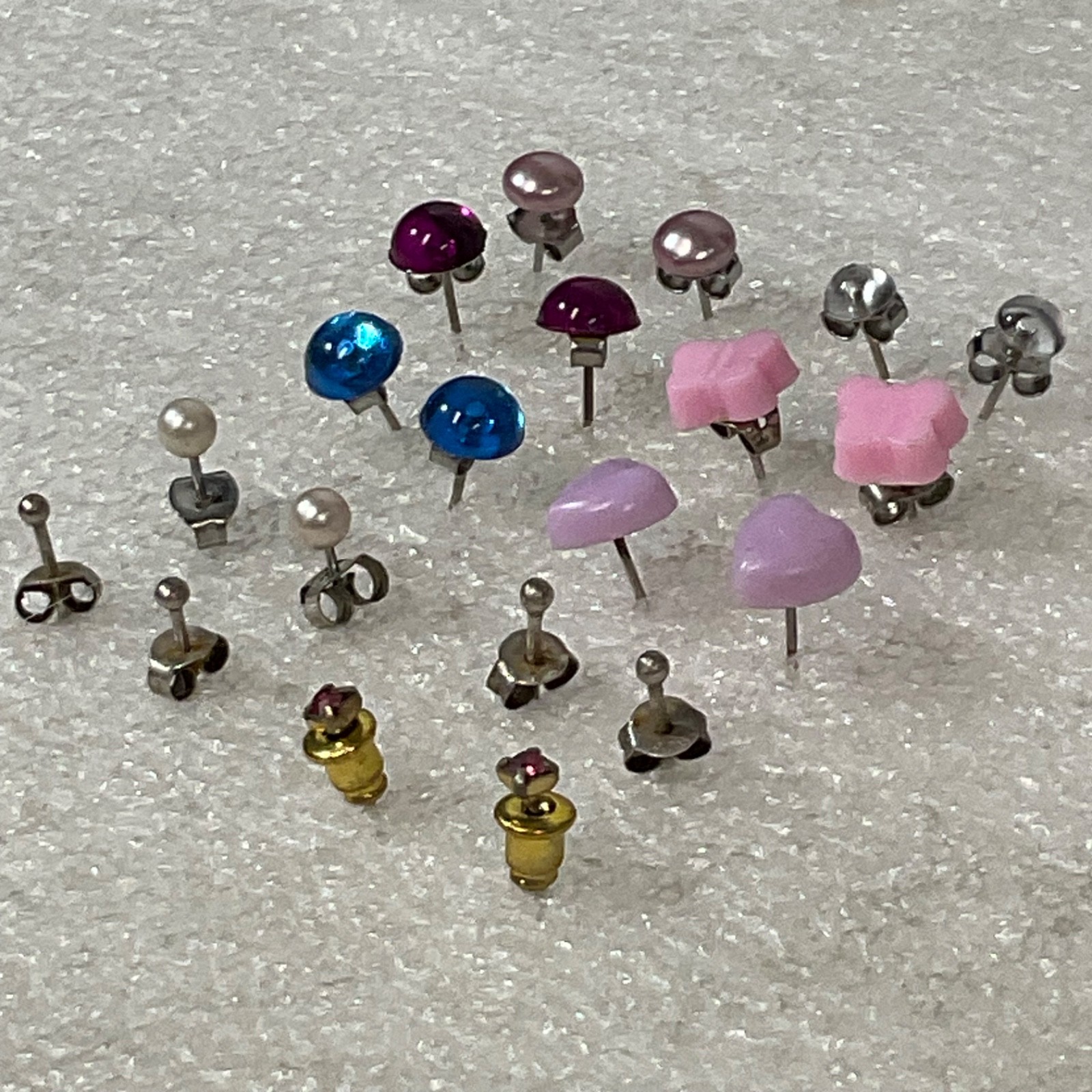 Lot of 10 Pairs Fashion Stud Earrings Mixed Colors Shapes Hearts Butterflies