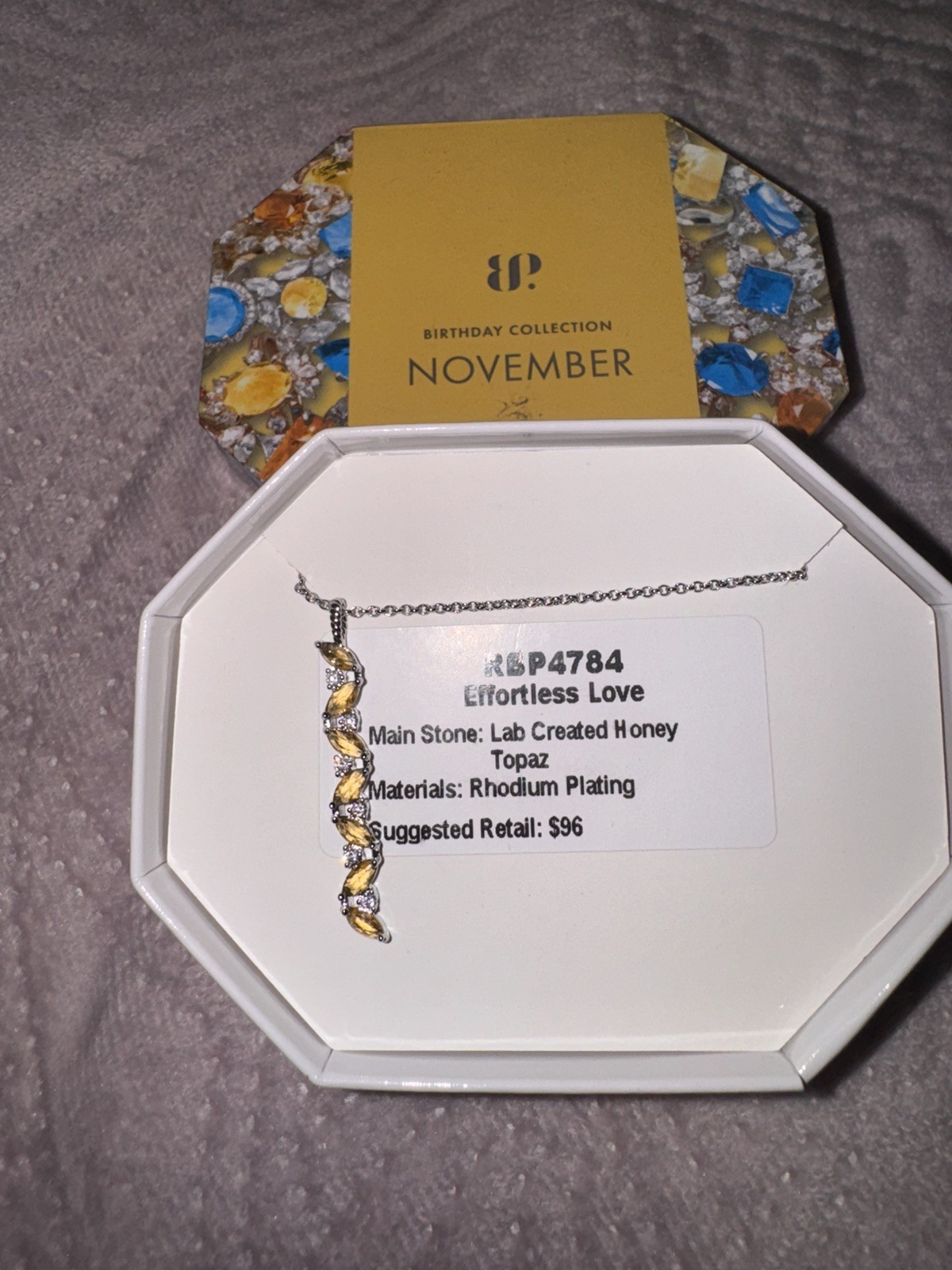Bomb Party Necklace RBP4784 Effortless Love Honey Topaz Rhodium, November 2023