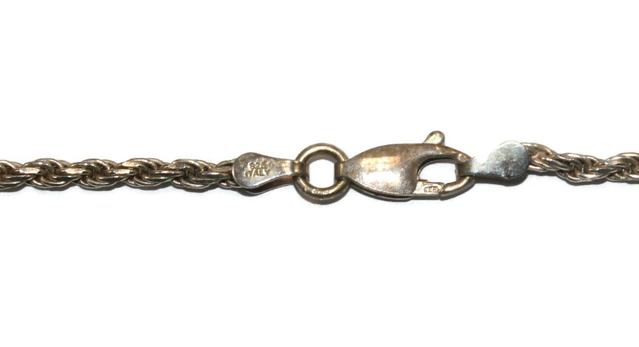 Vintage Italian Sterling Silver Lighthouse Pendant on 20″ Rope Chain, Italy 925.