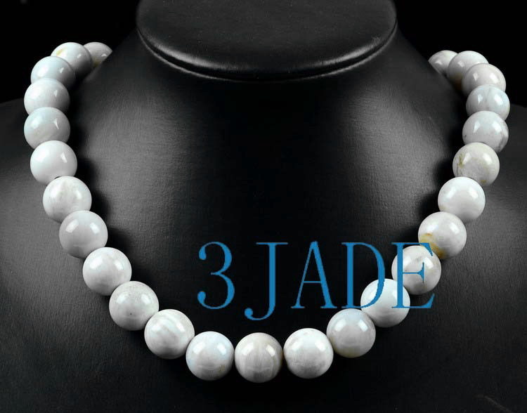19 3/4″ Natural Petrified Wood Chalcedony Beads Necklace