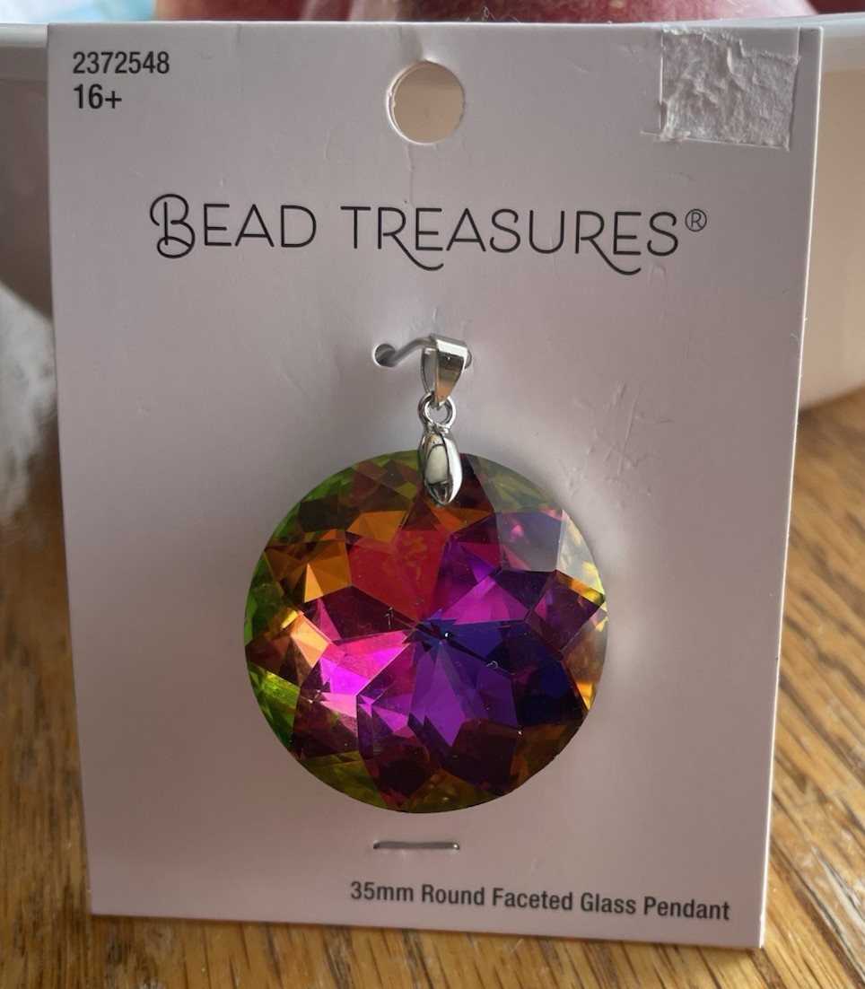 35mm Round Faceted Glass Pendant Multi Colored