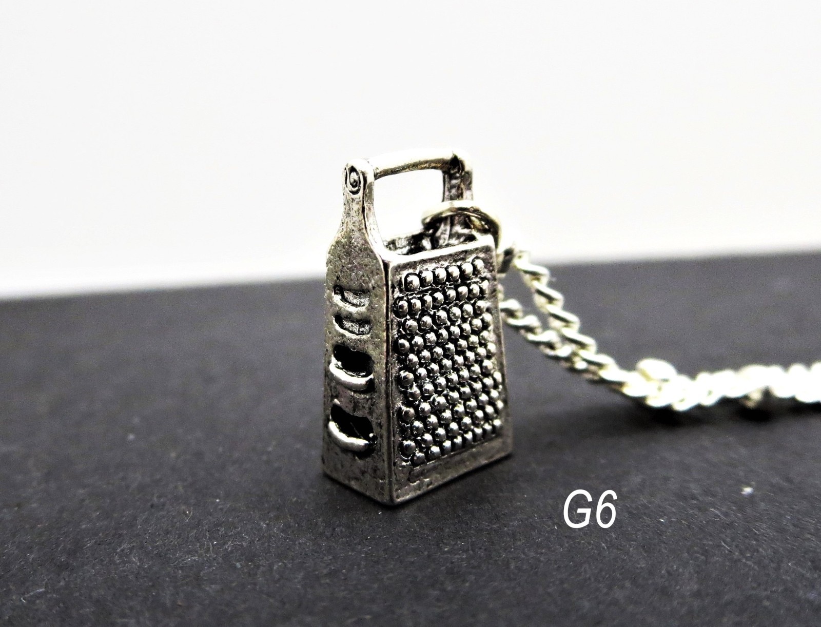 Cheese grater necklace , Food Jewelry, initial Cook Gift , Kitchen Necklace