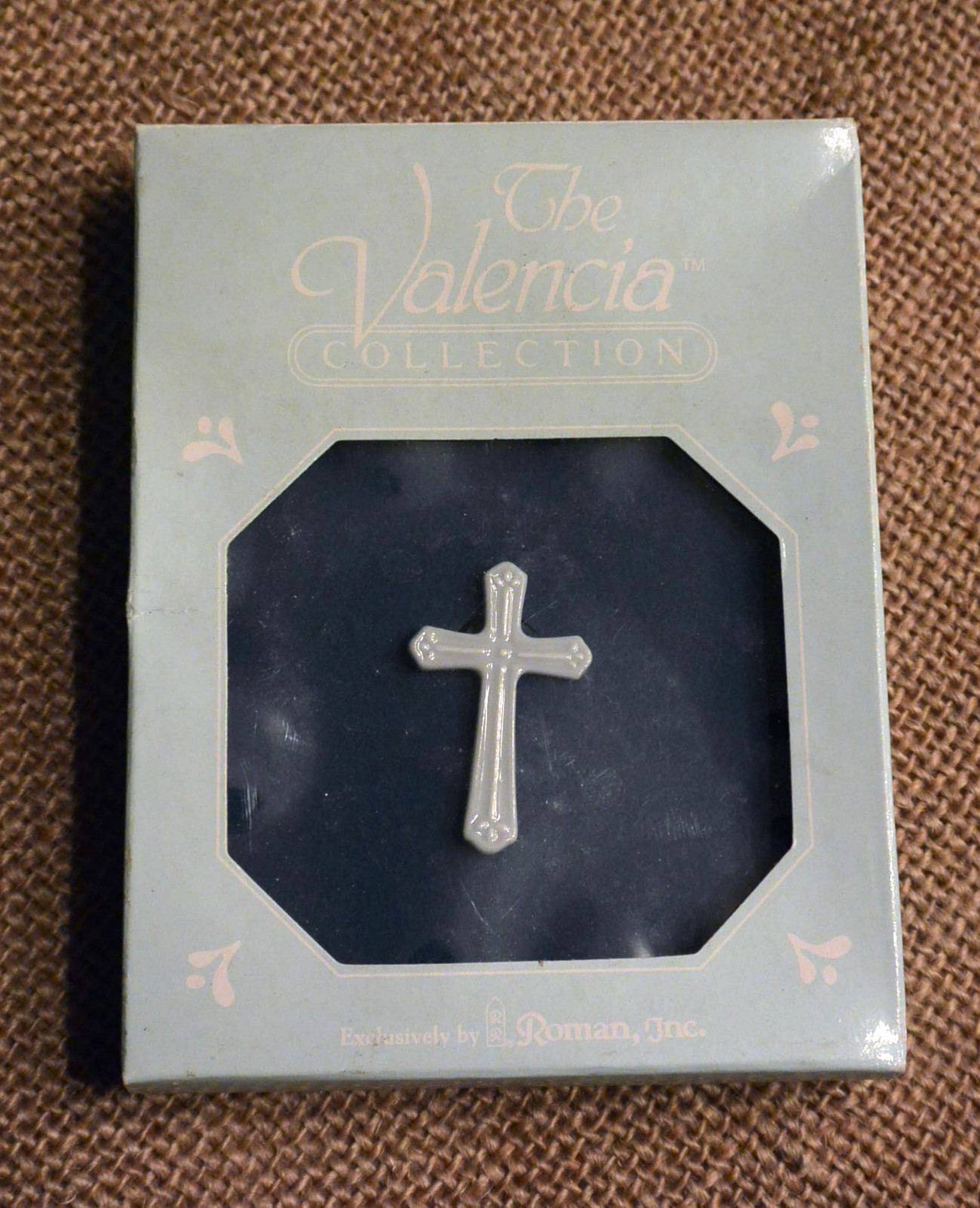 Roman,Inc Porcelain Cross Easter Pin Jewelry 1.5 inch Valencia Collection NEW
