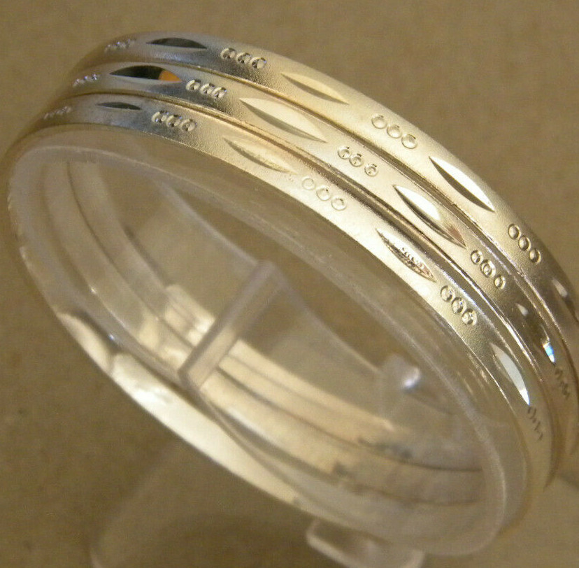 Lady’s Girl Bangle Bracelet Set 4 Silver Plated Aros 3mm Wide 2 5/8in Diameter