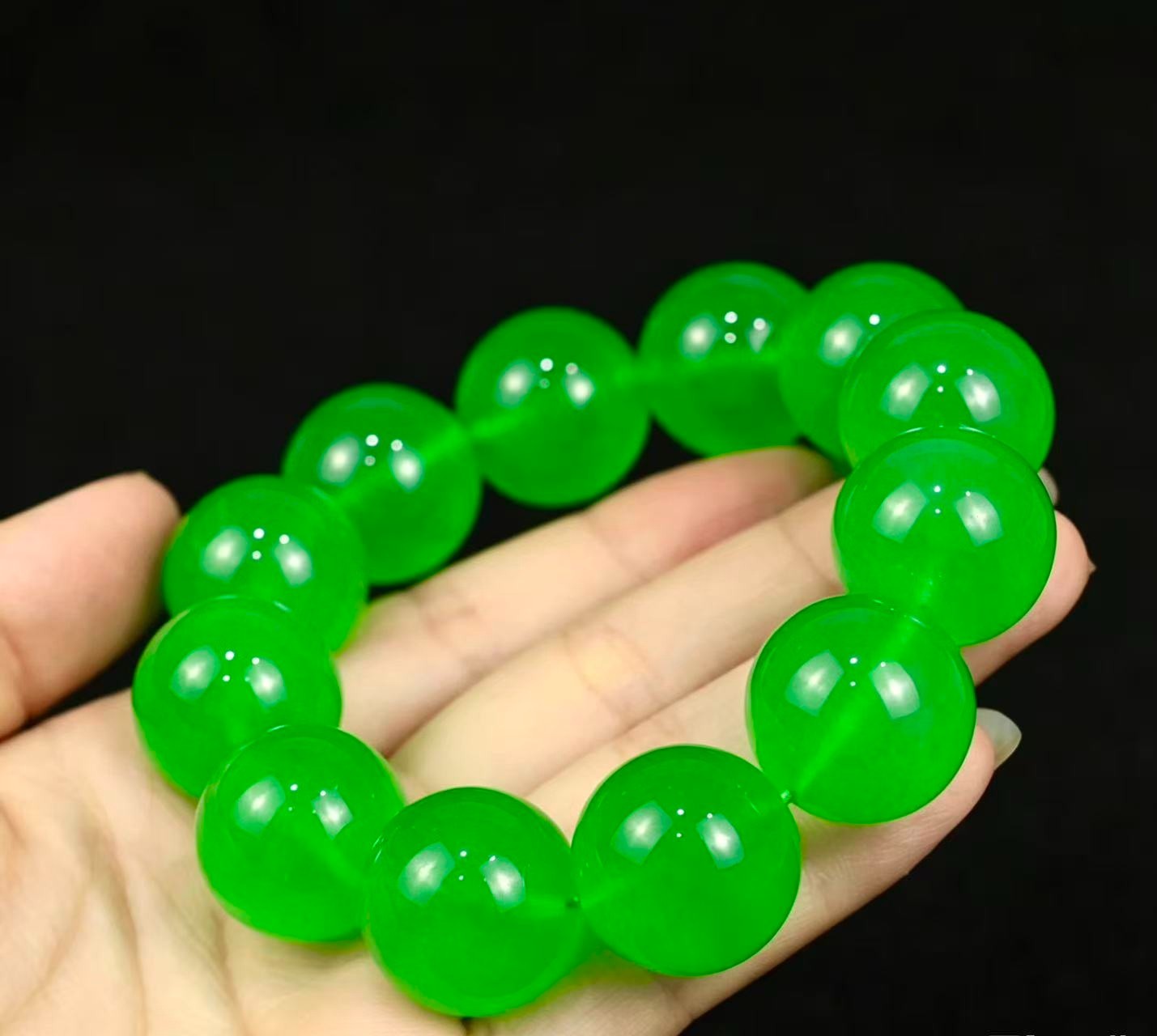 20mm Natural Perfect Green Burmese Beads Jade jadeite Bracelets Bangle