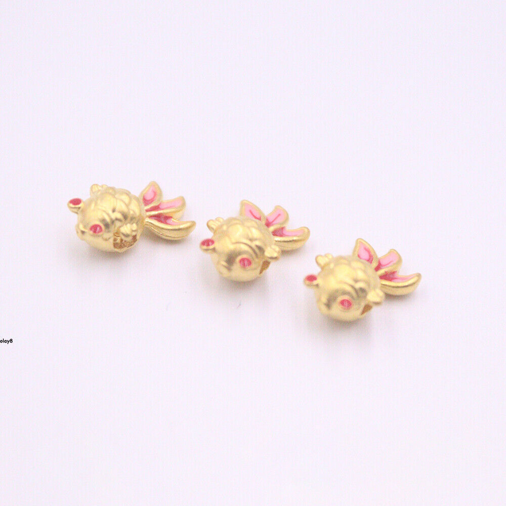 1pcs Pure 999 24K Yellow Gold Women Lucky 3D Goldfish Pendant 0.1-0.2g