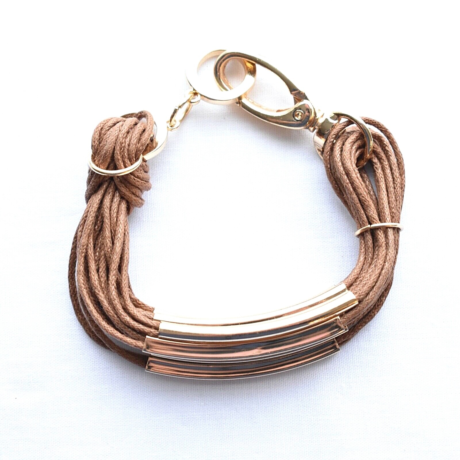 Leather Multi Strand Geometric Bangle Cuff Wrap Bracelet Boho Costume Jewelry 9″