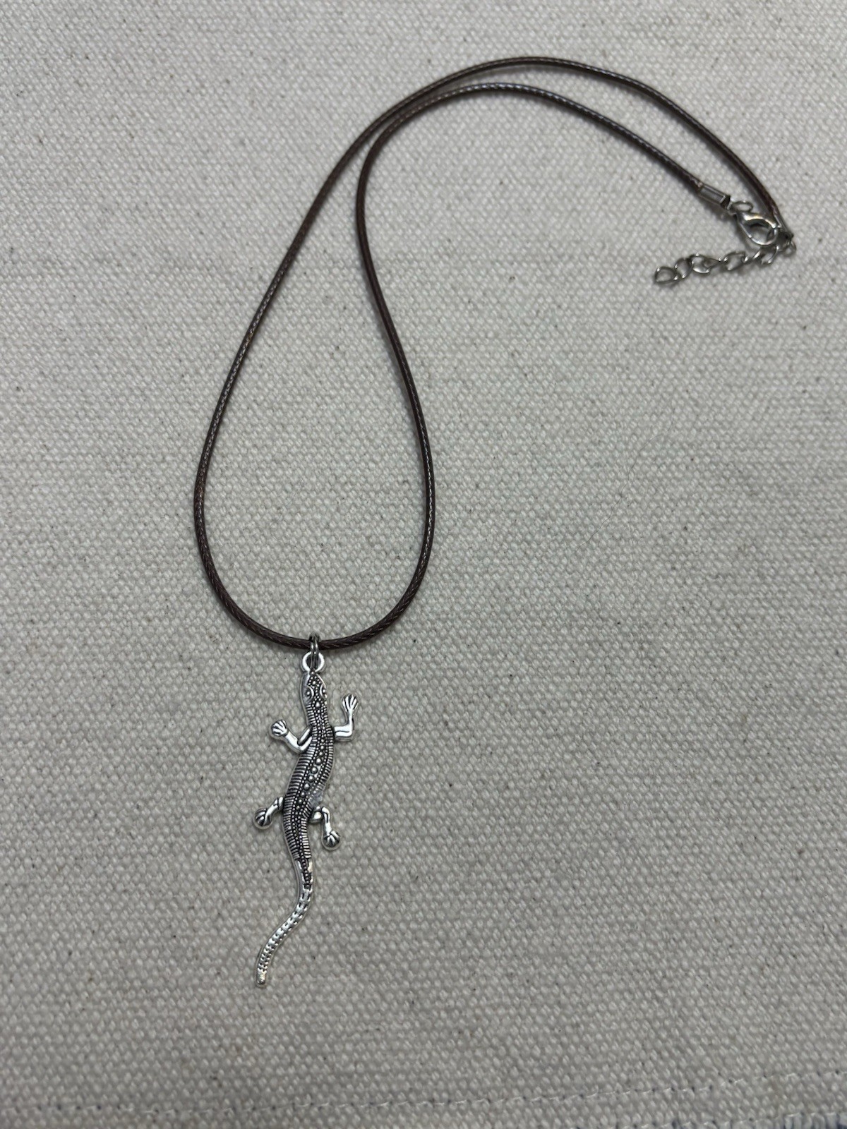 Lizard Pendant on cord necklace.