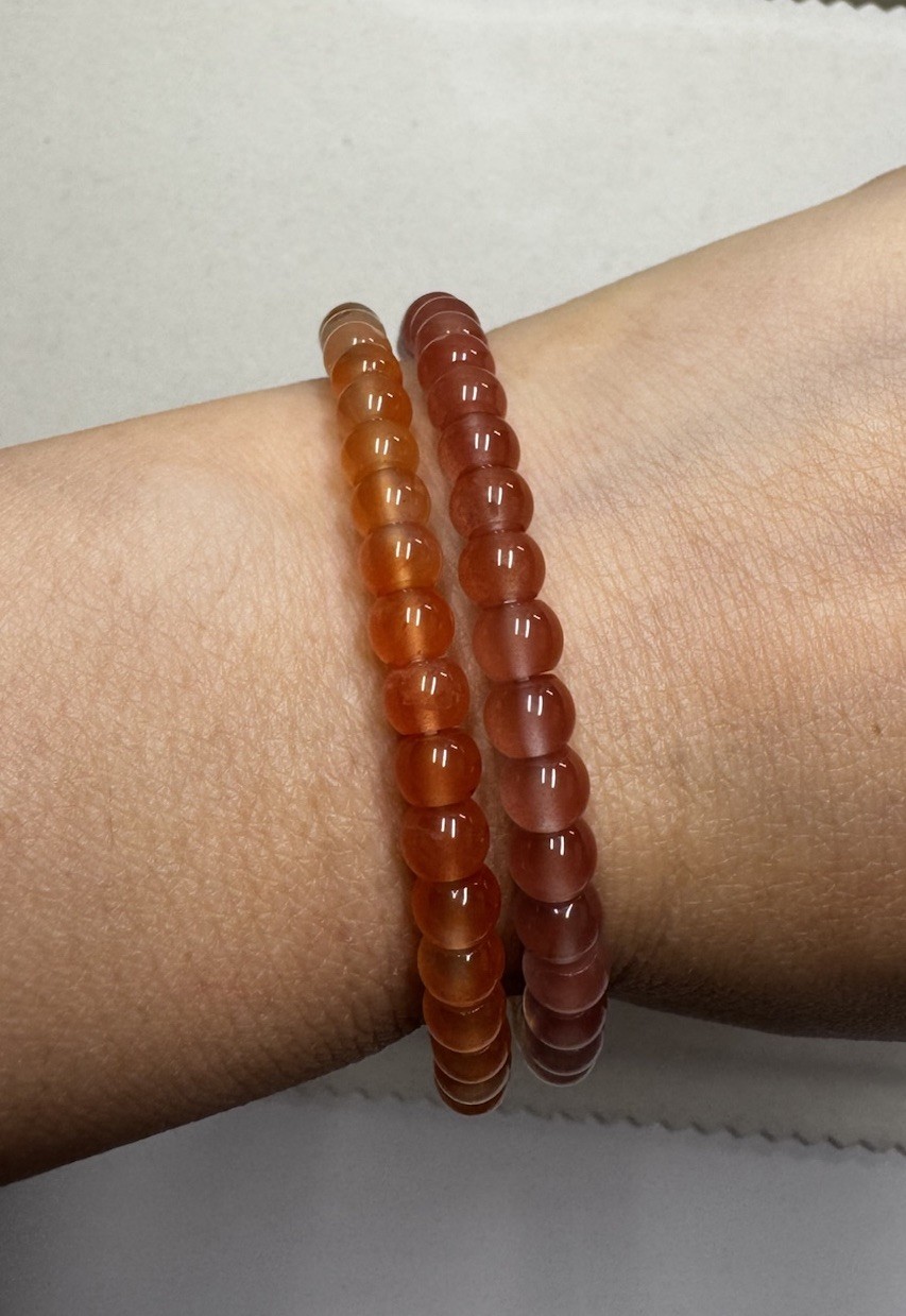 AAA 5.5mm straight cut ice beads nanhong agate Bracelet new in box 7” freeship