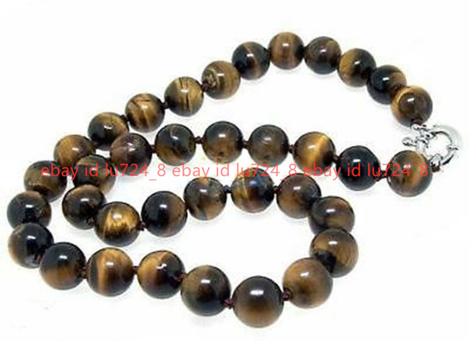 Genuine Natural 8mm Yellow Tiger’s Eye Gemstone Beads Round Necklace 18” AAA