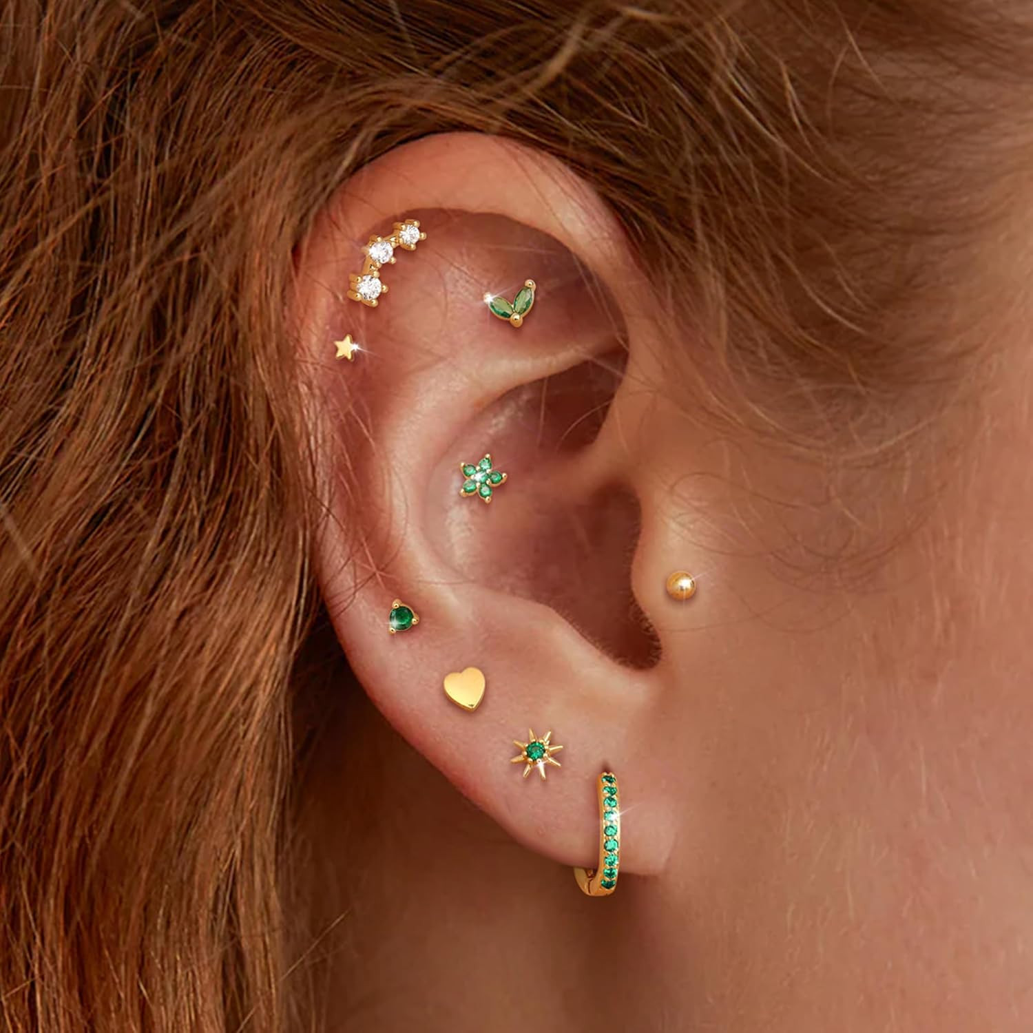 25Pcs/17 Pairs Hypoallergenic Surgical Steel Earrings for Sensitive Ears 14K Gol