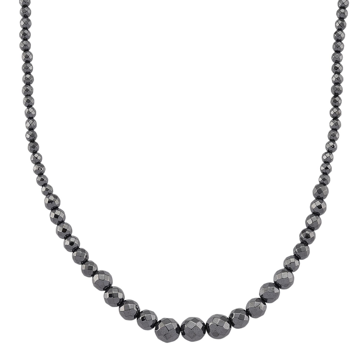 Blue Color Hematite Beaded Necklace in Silvertone 560.00 ctw 20.5-22.5 Inches