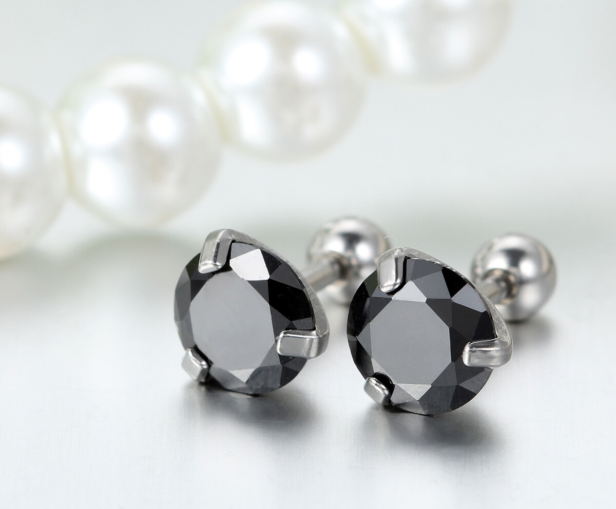 Men’s Women’s Round CZ Stainless Steel Ball Screw Back Pierced Stud Earrings