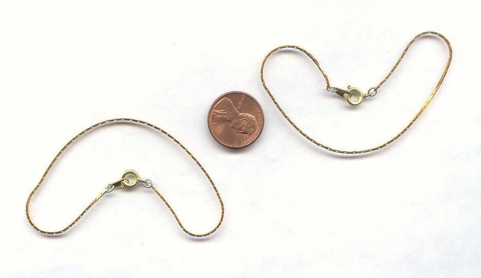 6 VINTAGE SOLID BRASS .5mm. WIDE DECO CUT FINE PEANUT CHAIN 7″ BRACELETS CH133