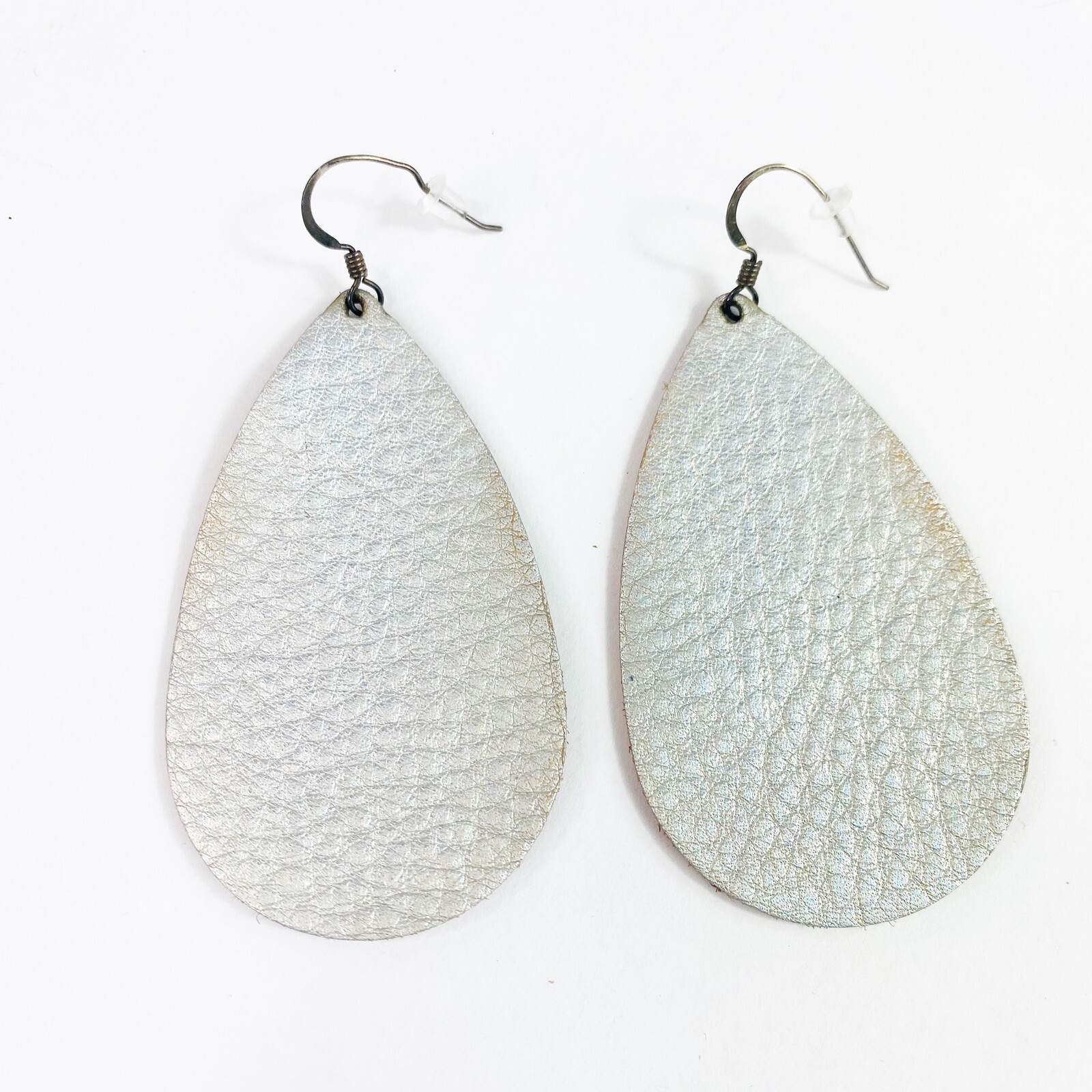 Nickel & Suede Leather Teardrop Dangle Earrings Bundle Of Three Blues & Silver