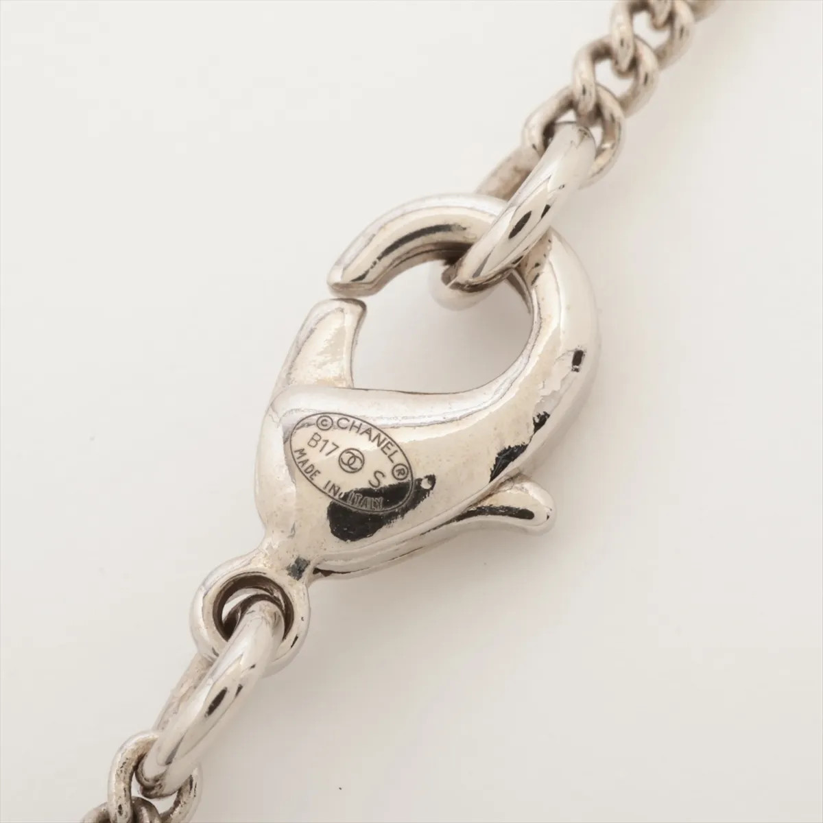 Chanel Coco Mark Necklace Metal x rhinestone Silver x blue Damage inside the box