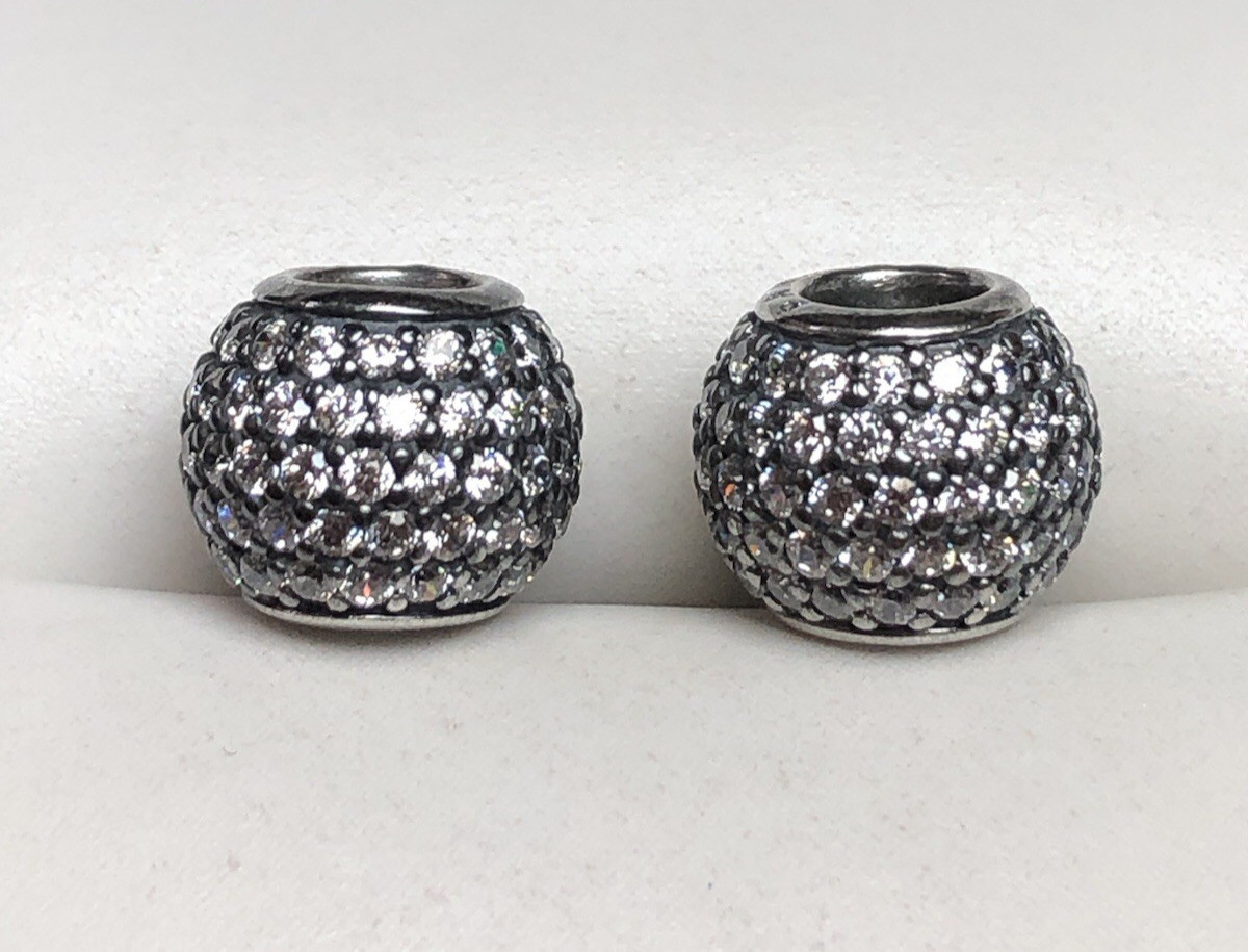 Authentic PANDORA Clear Pave Lights Charms, Barrels & Earring Hooks Collection!!