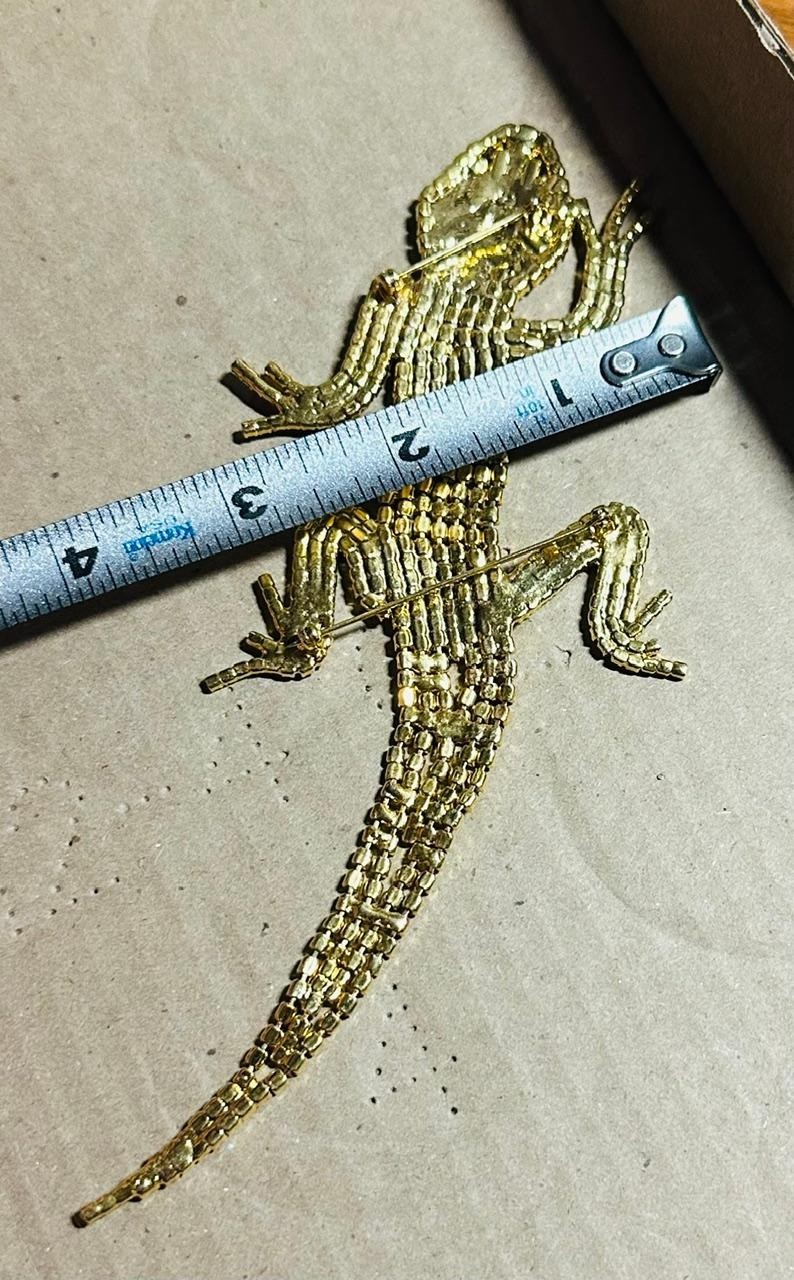 Rare 1980’s Butler & Wilson Large Crystal Lizard Brooch Featured Statement Piece