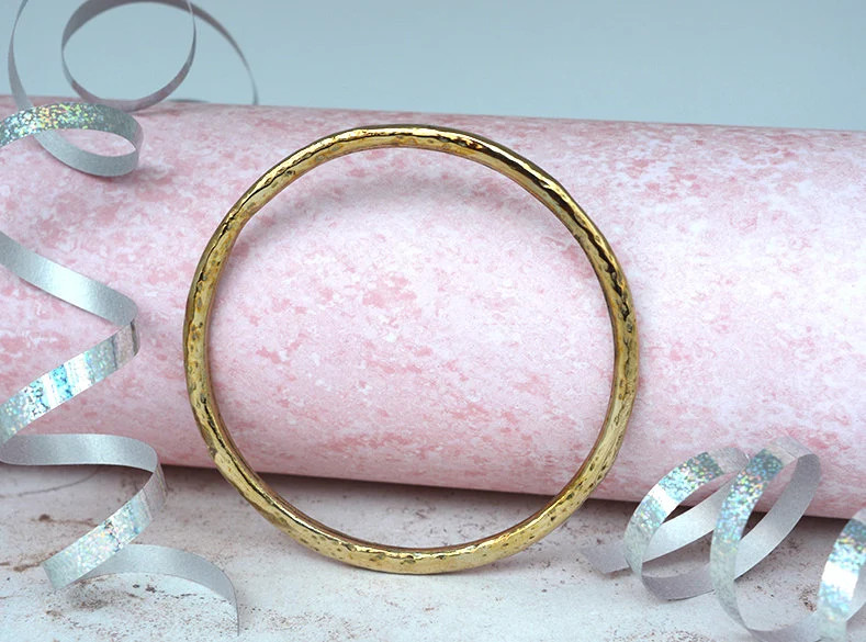 8th Anniversary Bronze Bangle Beaten for Her Gift UK