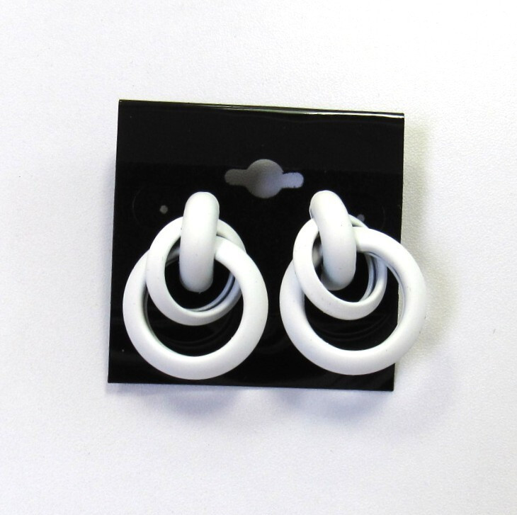 Summer White Twist Loop Design Pierced Earrings # 027 New