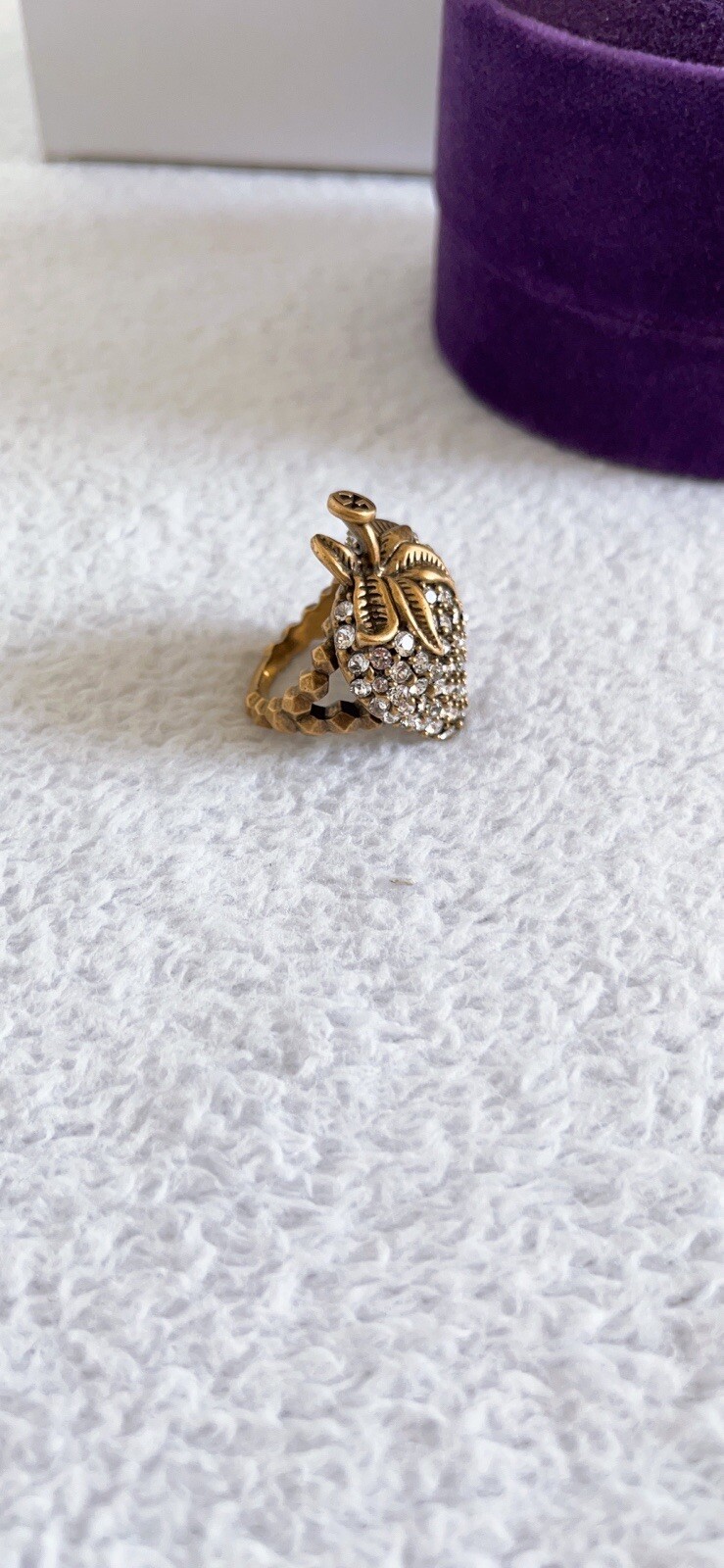 New Authentic Gucci Strawberry Ring with Crystals Size S US 6.5