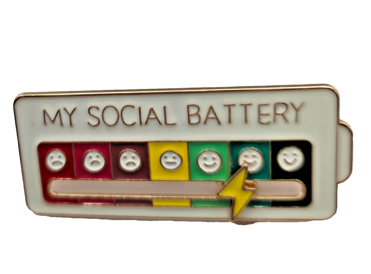 My Social Battery Multicolor Enamel Moveable Mood Indicator Brooch Pin Lapel Hat