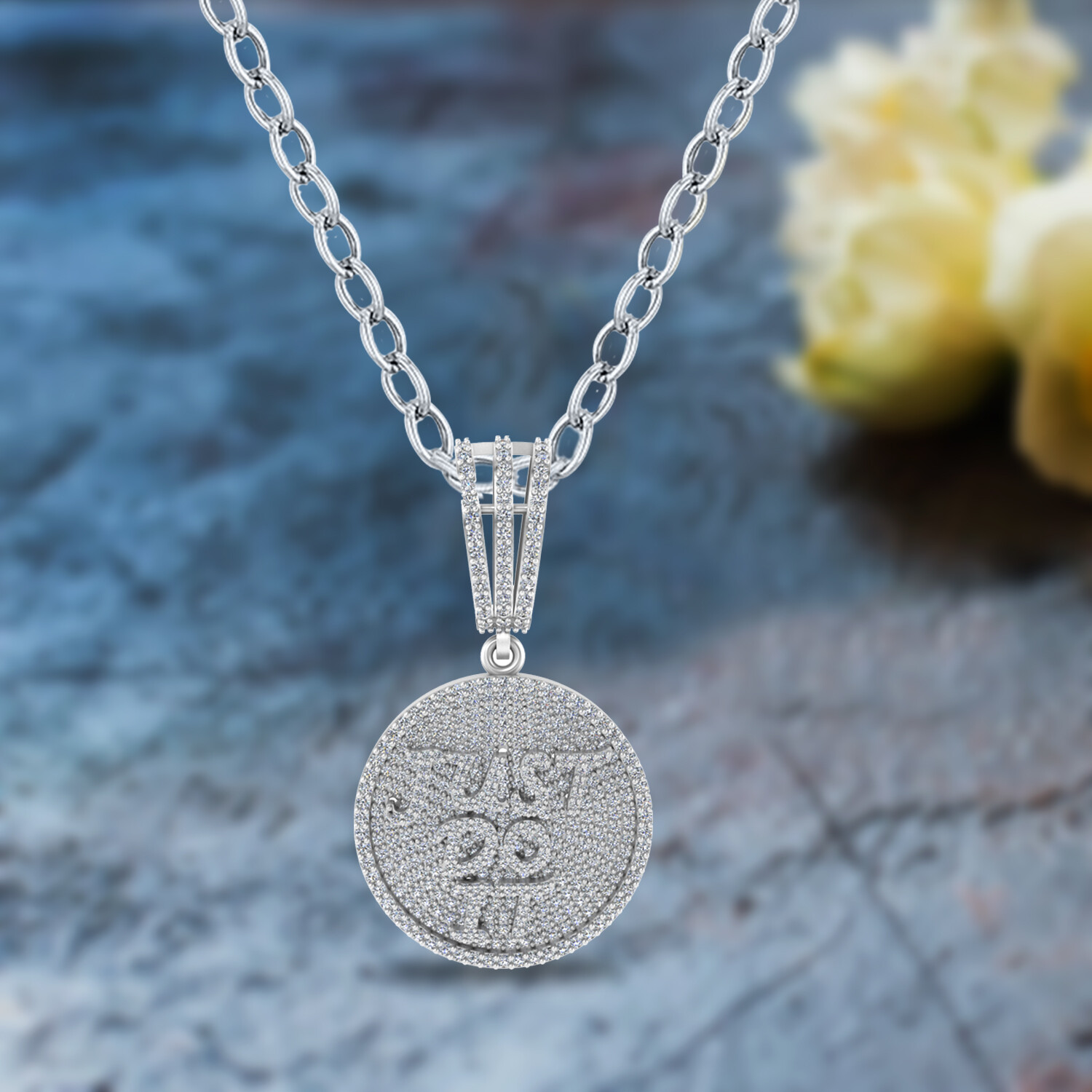 4.00 Ct Round Cut Cubic Zirconia JUST DO IT Pendant Necklace For Gift 925 Silver