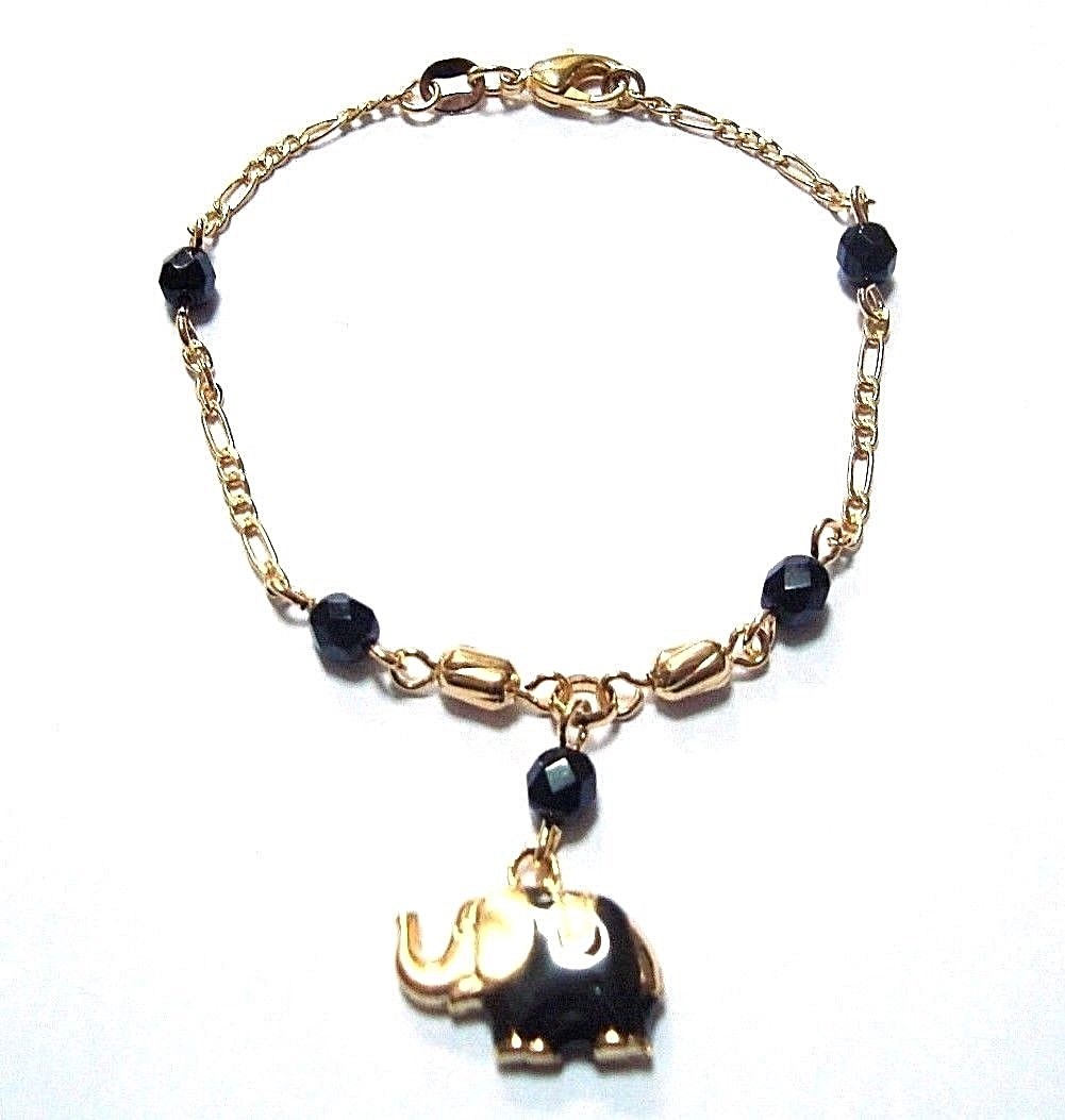 18K Gold Filled Elephant Lucky Bracelet 7.5″ Pulsera Elefante -B94