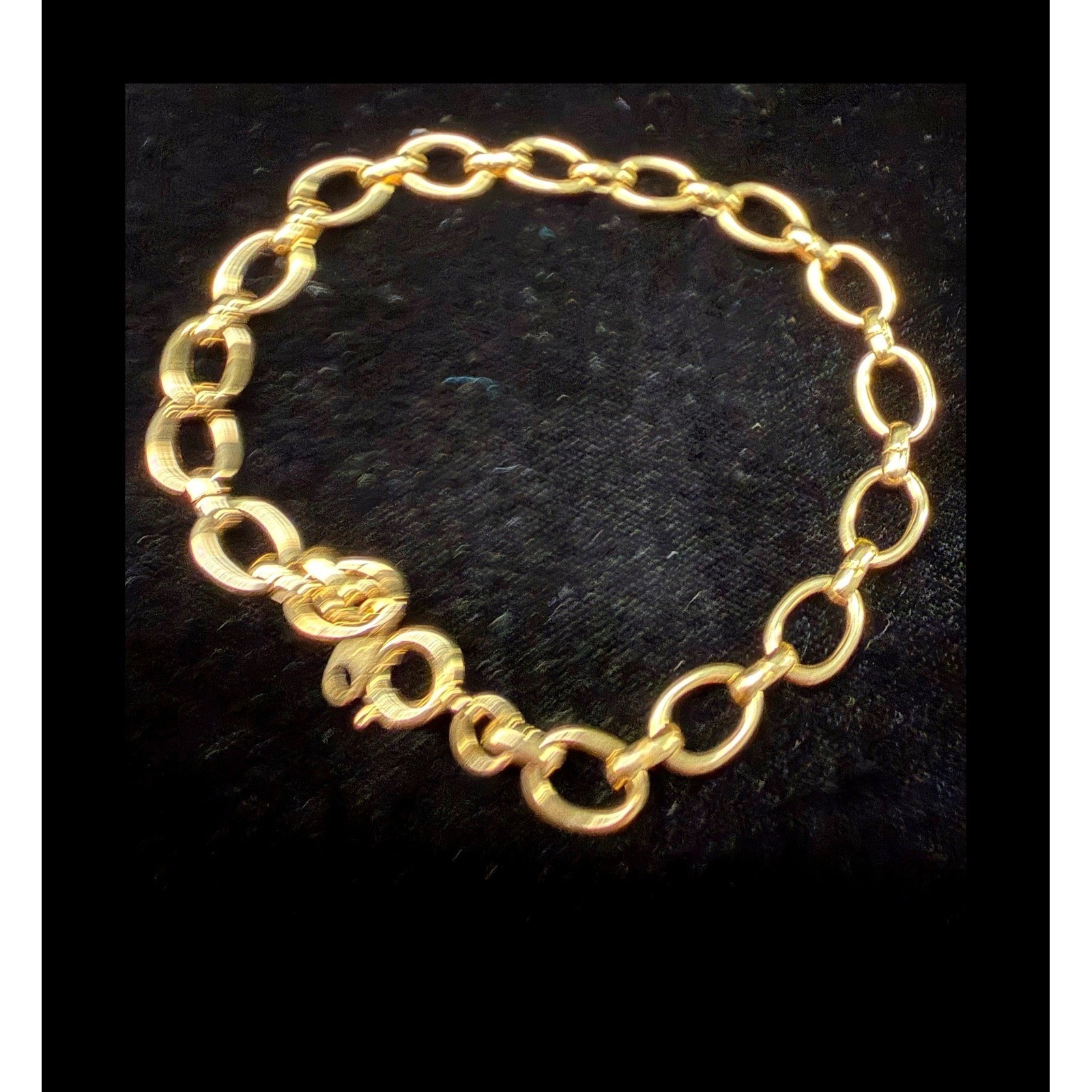 Gold Tone Oval Link Chain Bracelet 7.5 Inch Spring Ring Clasp Classic Minimalist