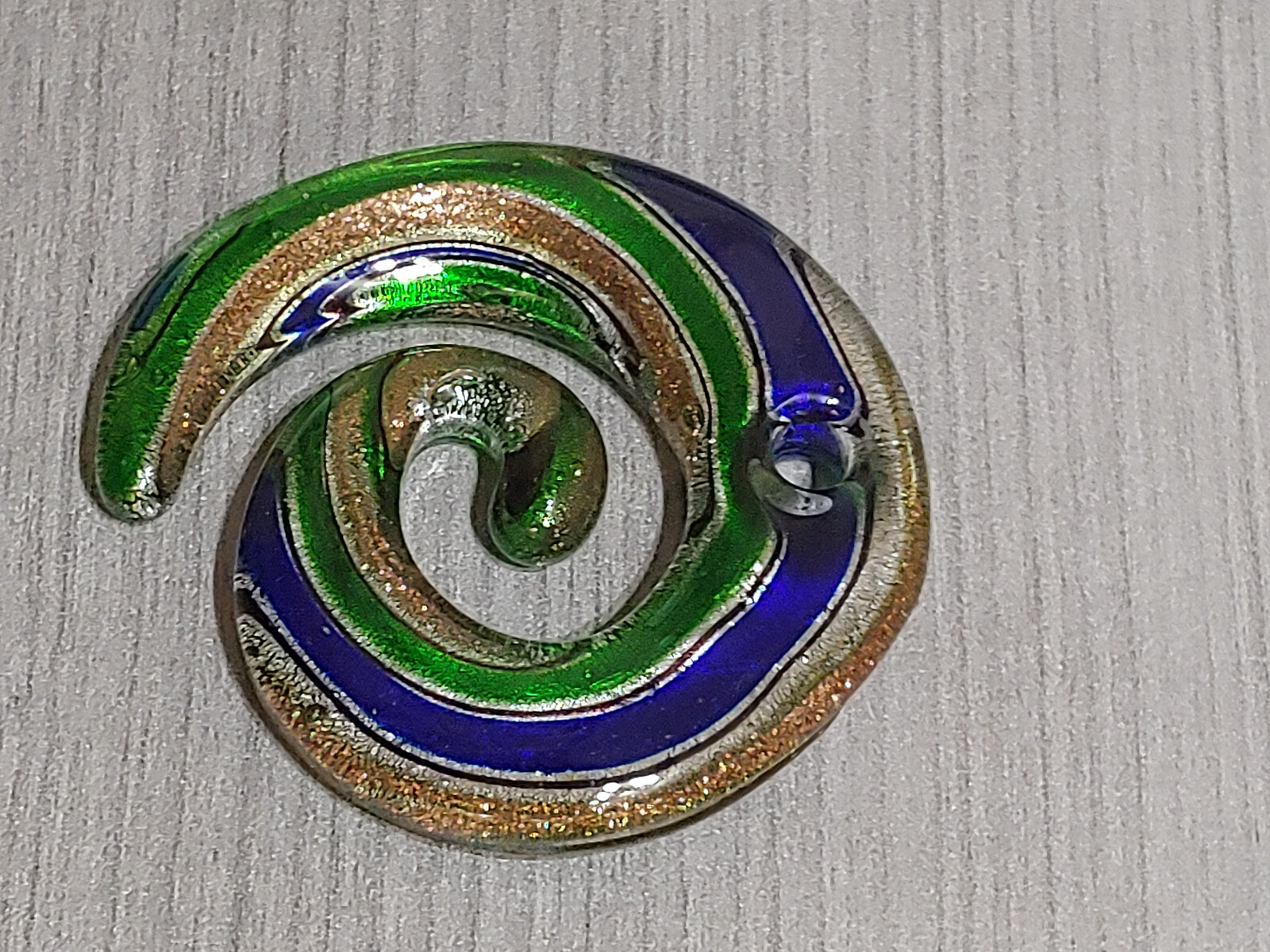 Blue & Green With Silver/Gold Stardust Round Lampwork Glass Pendant 49x46MM DIY
