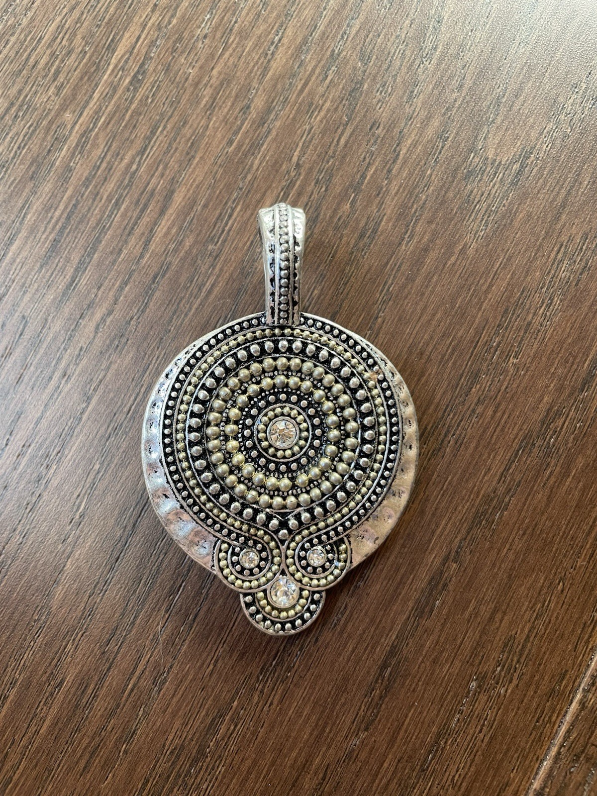 Large silver-tone beaded pendant only ~ No chain ~ Costume jewelry