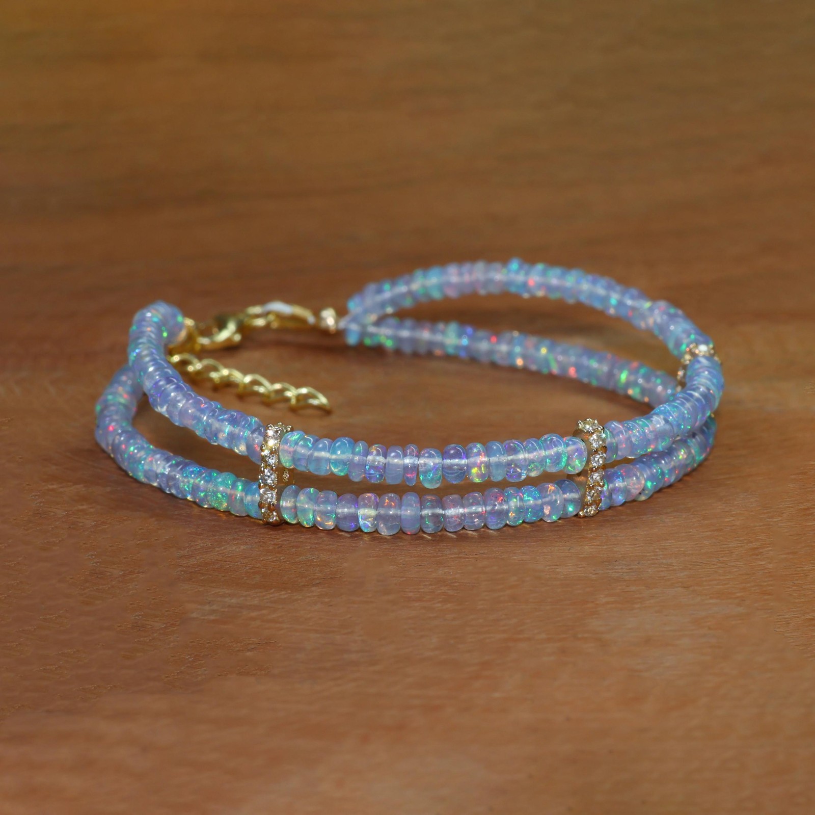 Blue Opal Bracelet 2 Strand, Ocean Inspired Opal Jewelry Gift for Her