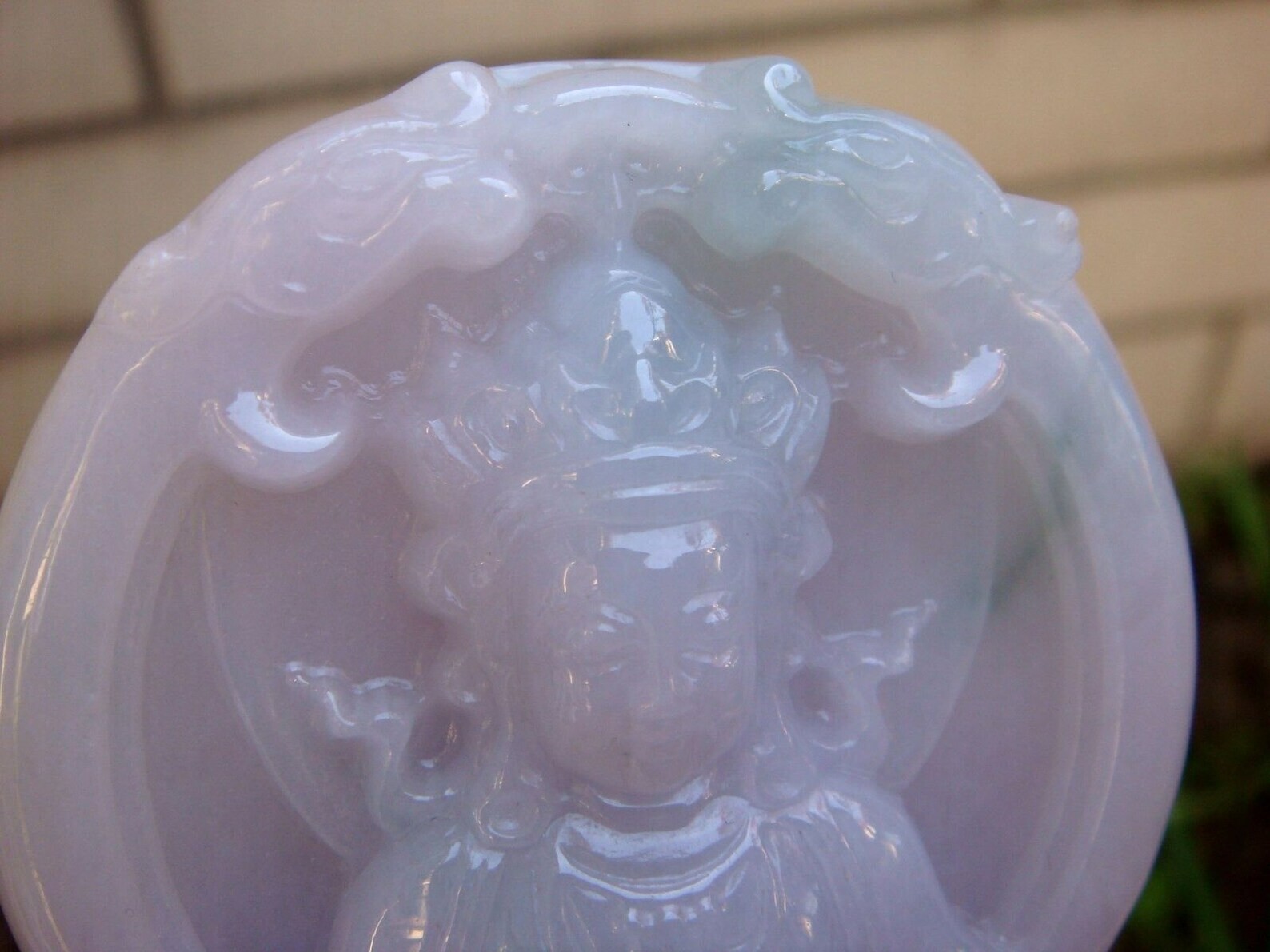 Certified Grade A Natural Fei cui 翡翠Jade jadeite Guanyin Kwanyin Dragon Pendant