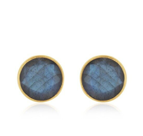 Gold Plated Cute Small Design Earring Labradorite Gemstone Latest Dailywear Stud