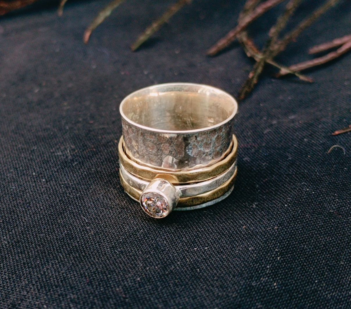Crystal Quartz Spinner Ring 925 Sterling Silver Spinner Ring Handmade Ring B404
