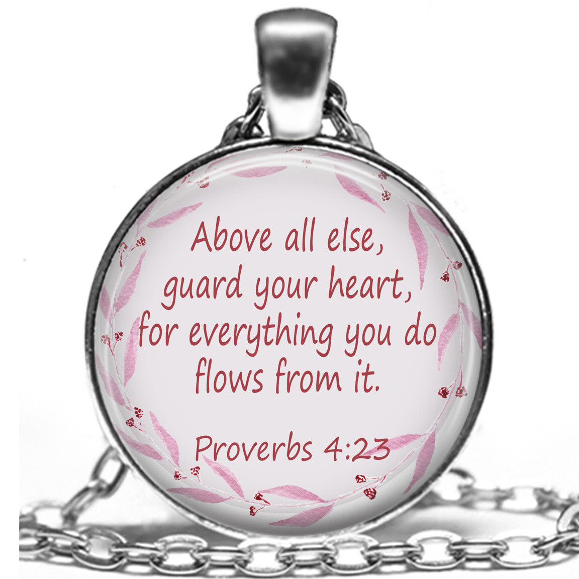 Proverbs 4:23 Necklace Guard Your Heart Bible Scripture Artisan Religious Gifts