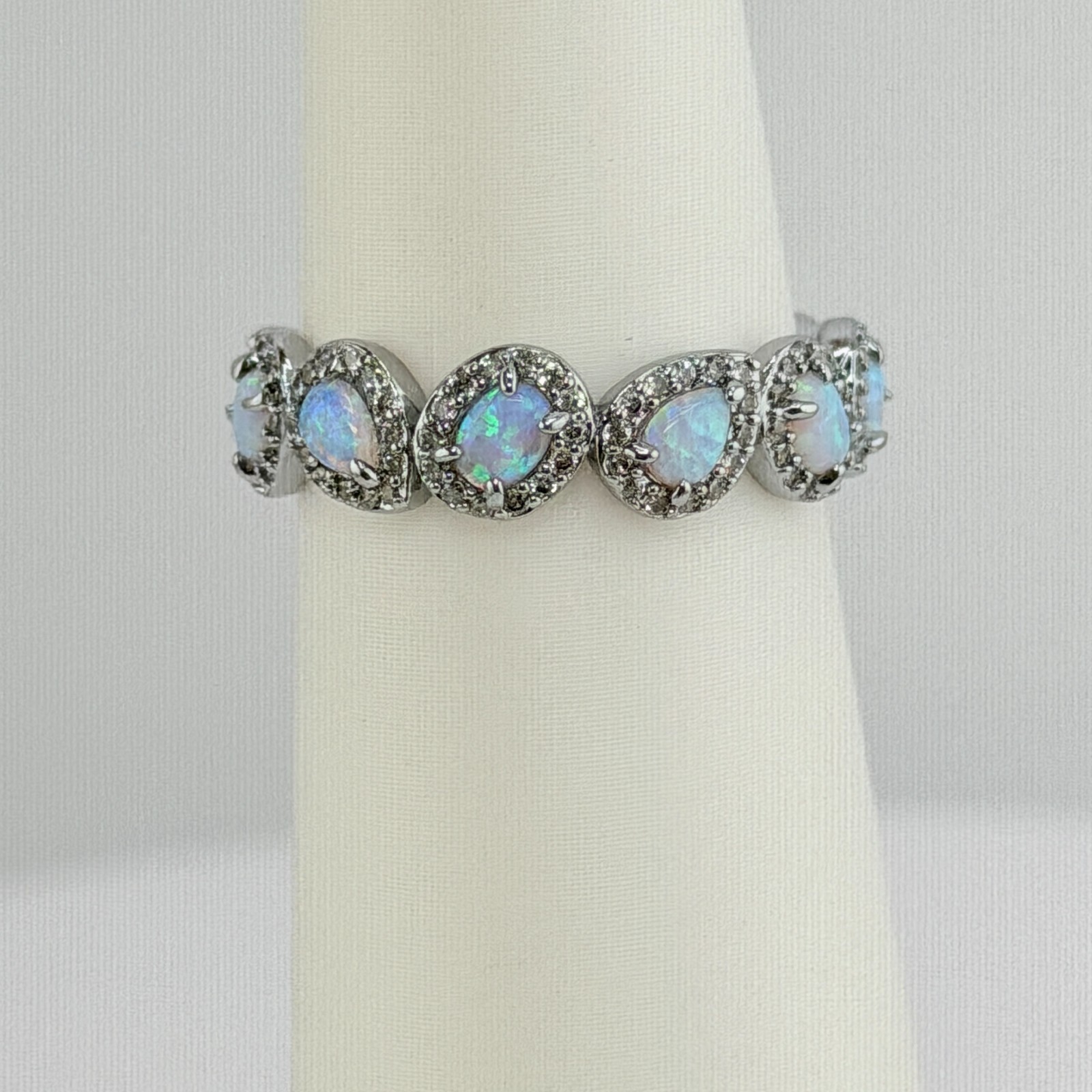 Bomb Party Sz 9 “Happiness In Sparkle” Frosted Fire Opal on Hematite RBP8290